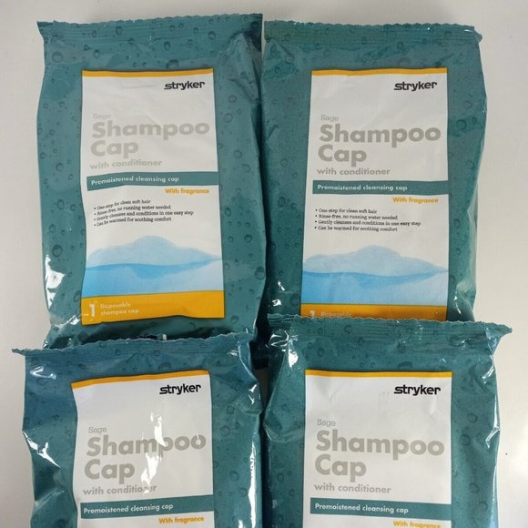 Stryker Bath 4 Sage Rinsefree Shampoo Caps With Conditioner